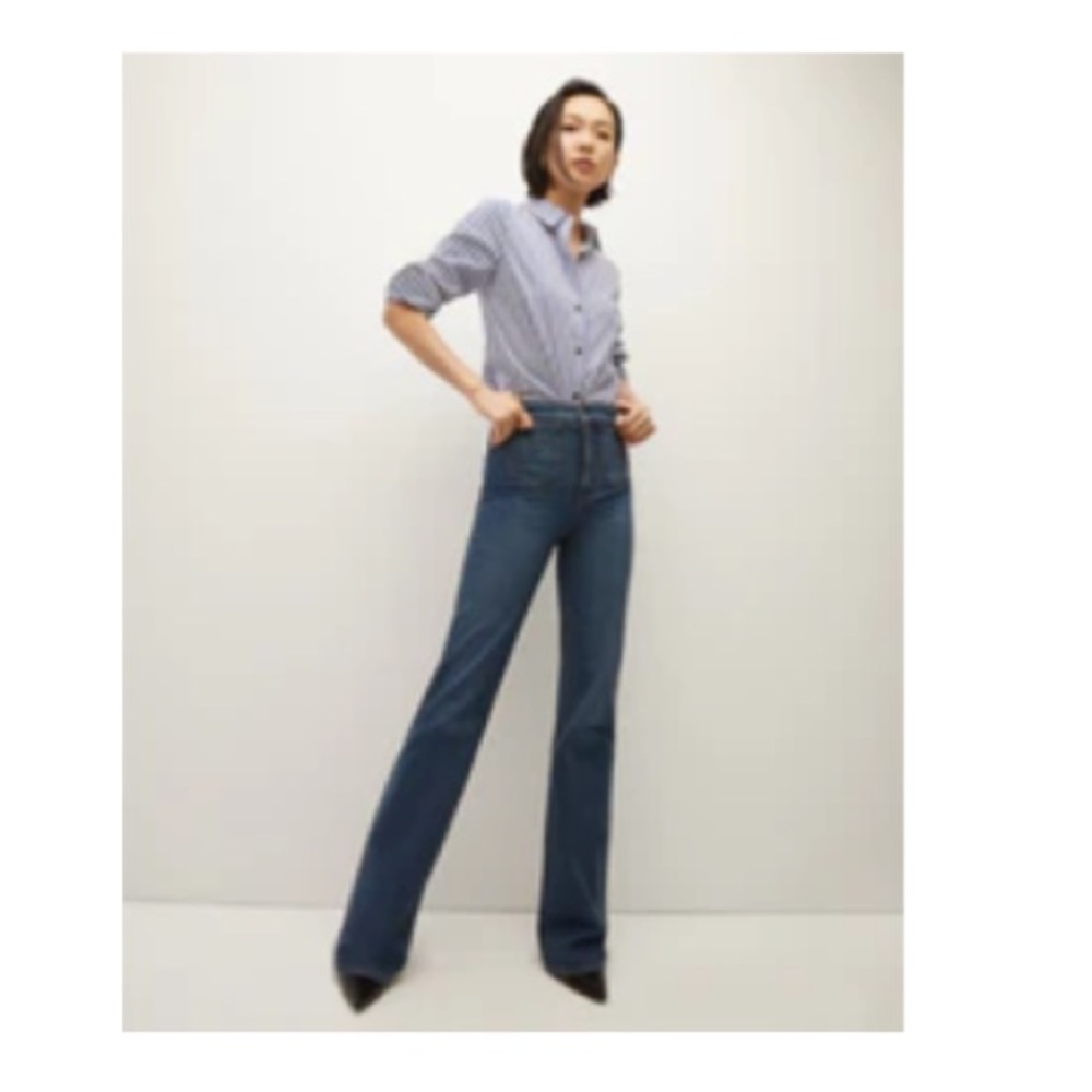 Veronica Beard Crosbie Slim Wide-Leg Jeans, western pockets